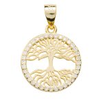 Medaglia Albero della vita in argento 925 dorato e zirconi