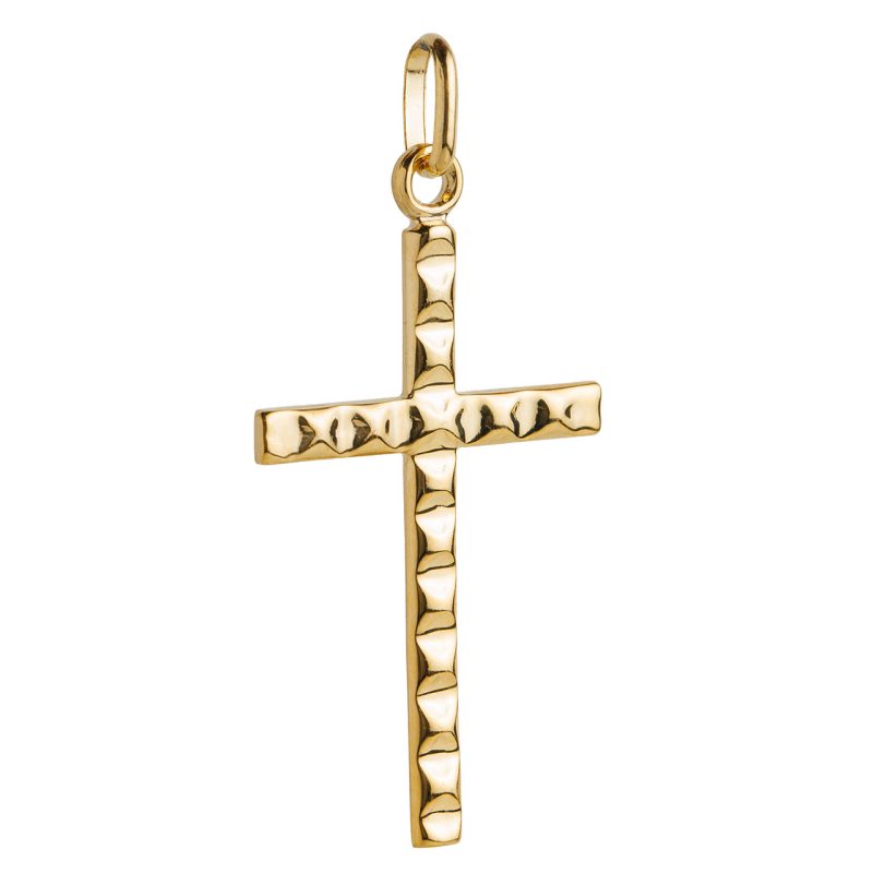 Croce martellata in argento 925 dorato