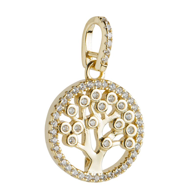 Medaglia Albero della vita in argento 925 dorato e zirconi