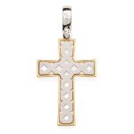 Croce traforata in argento 925 bicolore