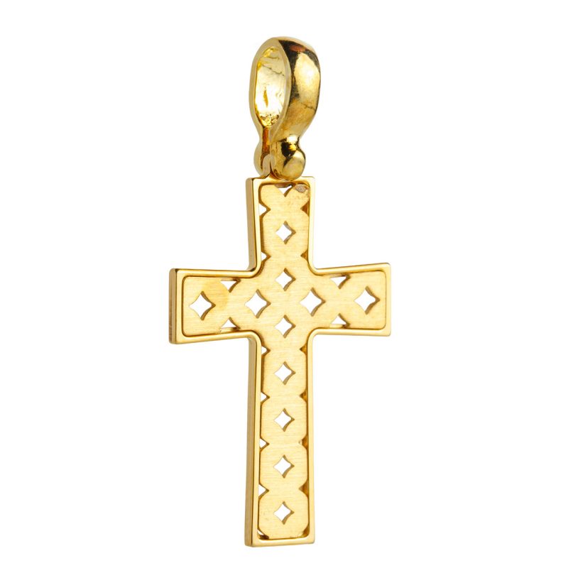 Croce traforata in argento 925 dorato