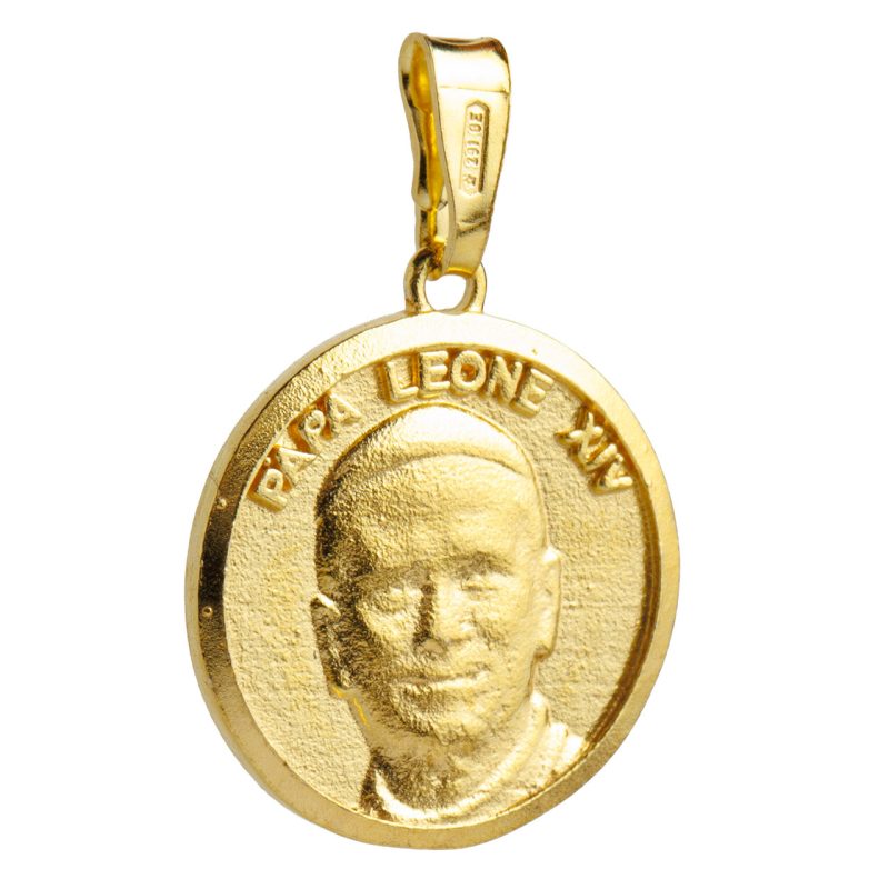 Medaglia di Papa Leone XIV e la Madonna del Buon Consiglio in argento 925 dorato