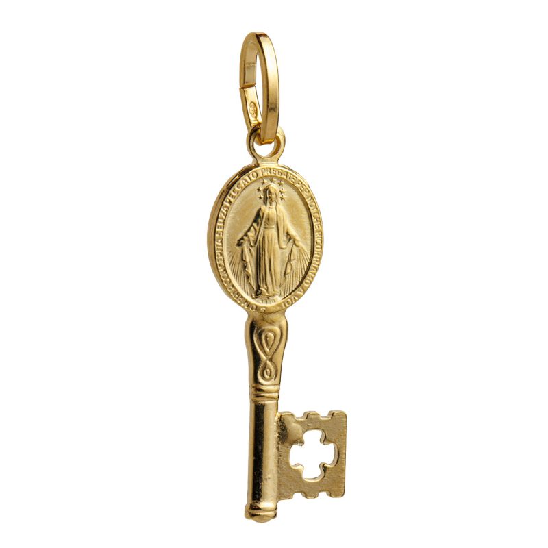 Chiave del Paradiso con la Medaglia Miracolosa in argento 925 dorato
