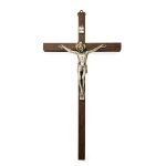 Croce da parete classica in legno e metallo