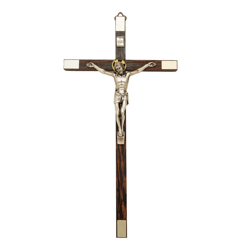 Croce da parete classica in legno e dettagli dorati