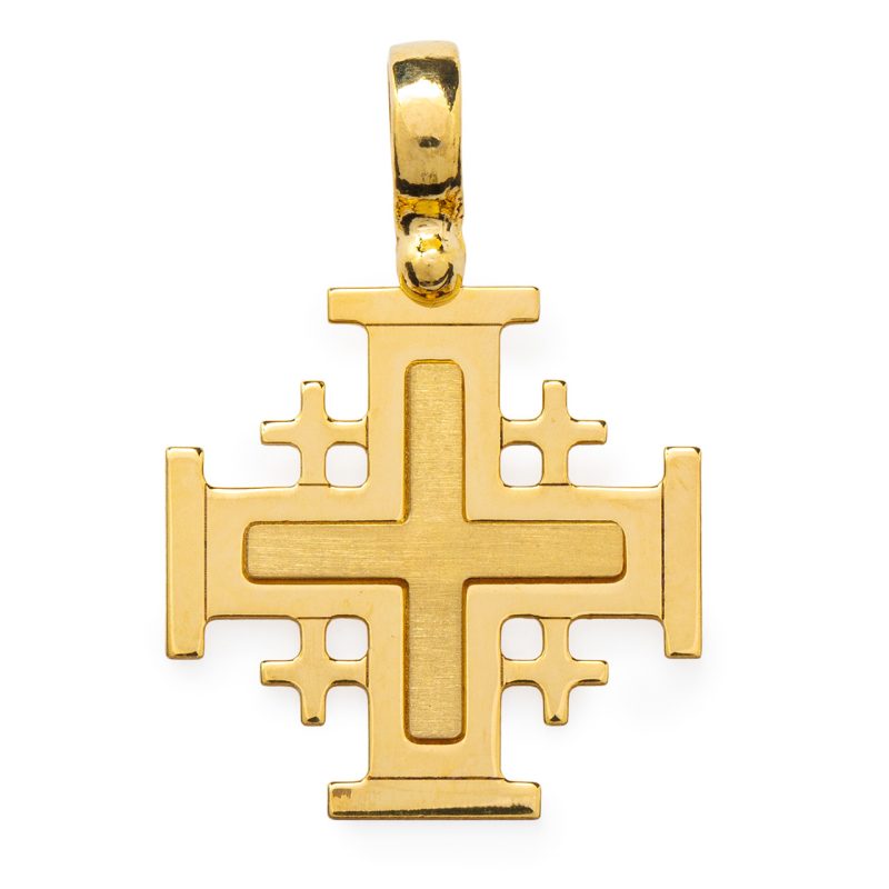 Croce di Gerusalemme in argento 925 dorato