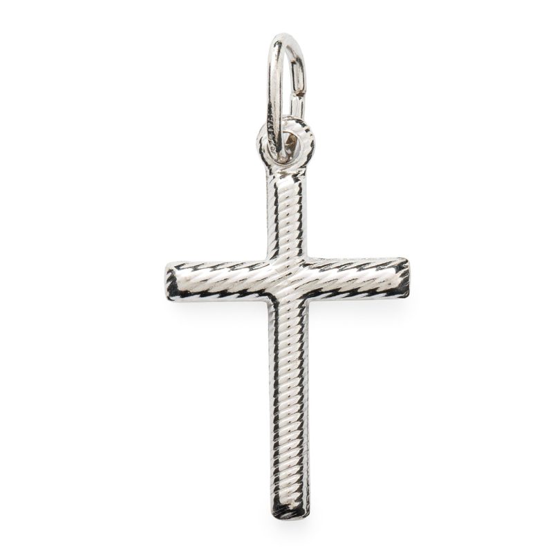 Croce classica striata in argento 925
