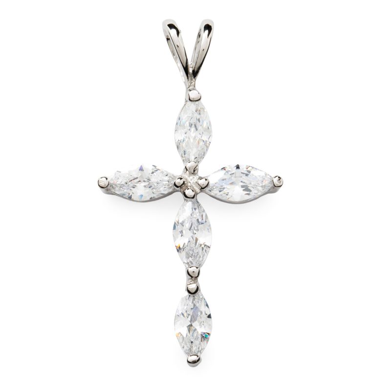 Croce Marquise in argento 925 e zirconi