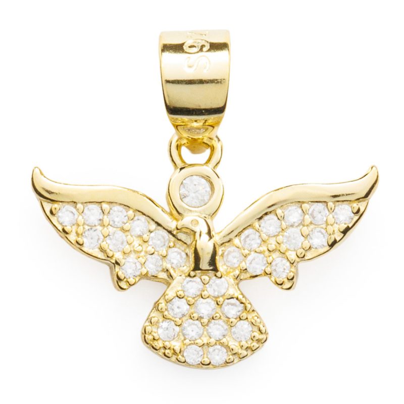 Pendente Angelo in argento 925 dorato e zirconi