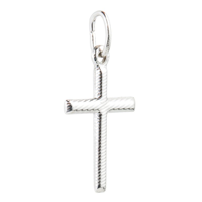 Croce classica striata in argento 925