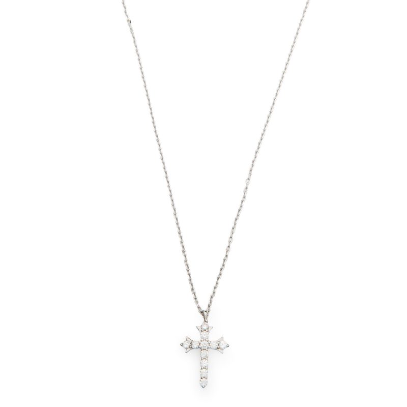 Collana con ciondolo croce in argento 925 e zirconi
