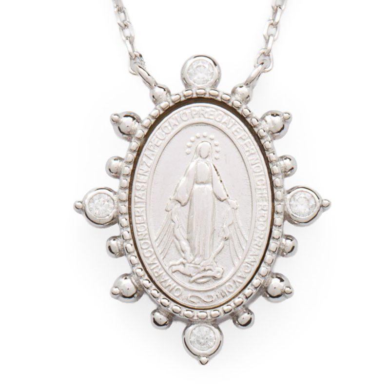 Collana con la Medaglia Miracolosa in argento 925 e zirconi