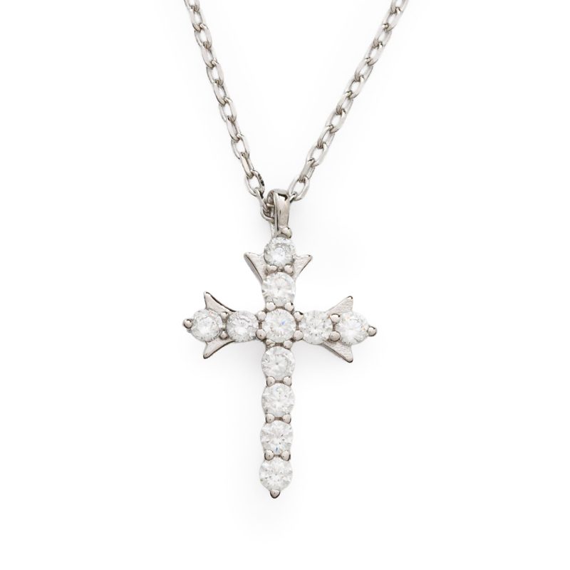 Collana con ciondolo croce in argento 925 e zirconi