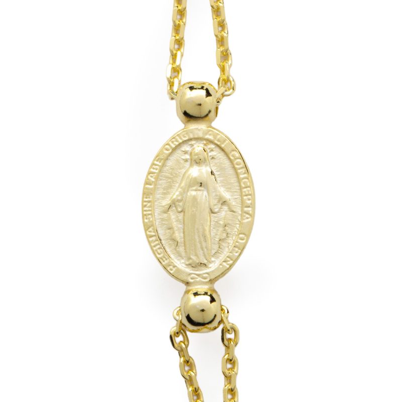 Rosario collana a tre decine con la Medaglia Miracolosa in argento 925 dorato e cristalli multicolor
