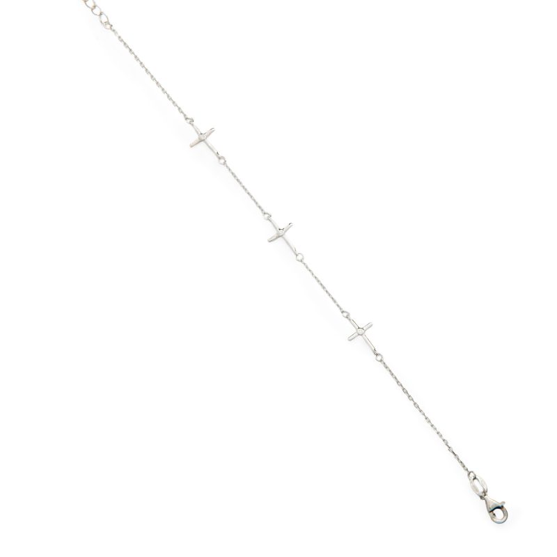 Bracciale con tre croci in argento 925 e zirconi