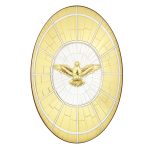 Quadro Spirito Santo in laminato argento e oro su base legno, da appoggio e da muro
