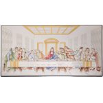 Quadro Ultima Cena in laminato argento e dettagli smaltati, da appoggio e da muro