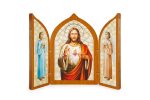 Trittico Sacro Cuore di Gesù in legno