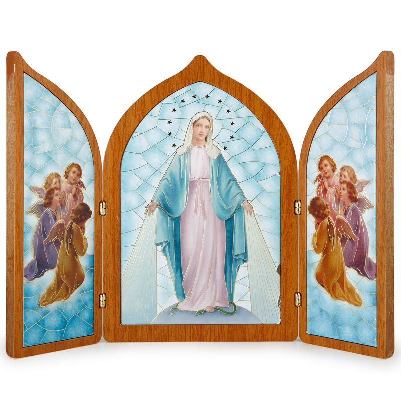 Trittico Madonna Miracolosa in legno
