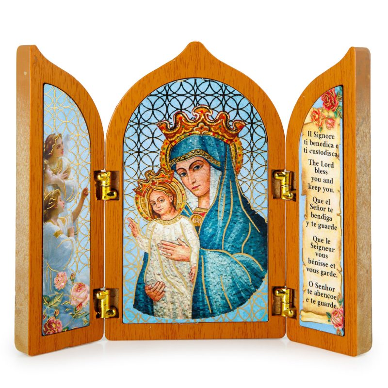 Trittico Madonna della Salute Mater Ecclesiae in legno