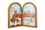 Dittico Papa Leone XIV in legno