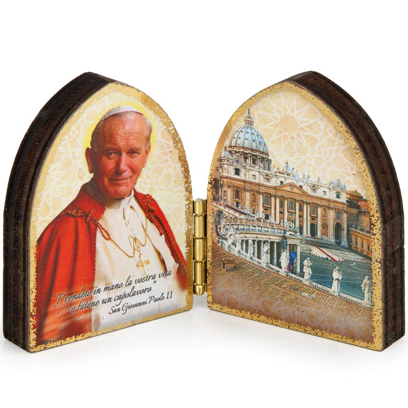Dittico San Giovanni Paolo II effetto legno