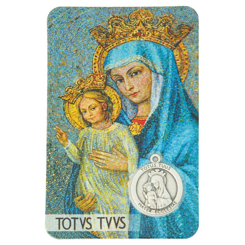 Santino plastificato multilingue Madonna della Salute Mater Ecclesiae