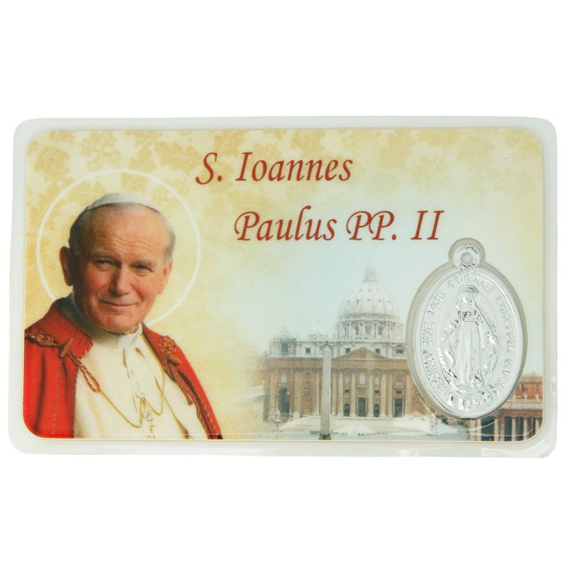 Santino plastificato multilingue San Giovanni Paolo II