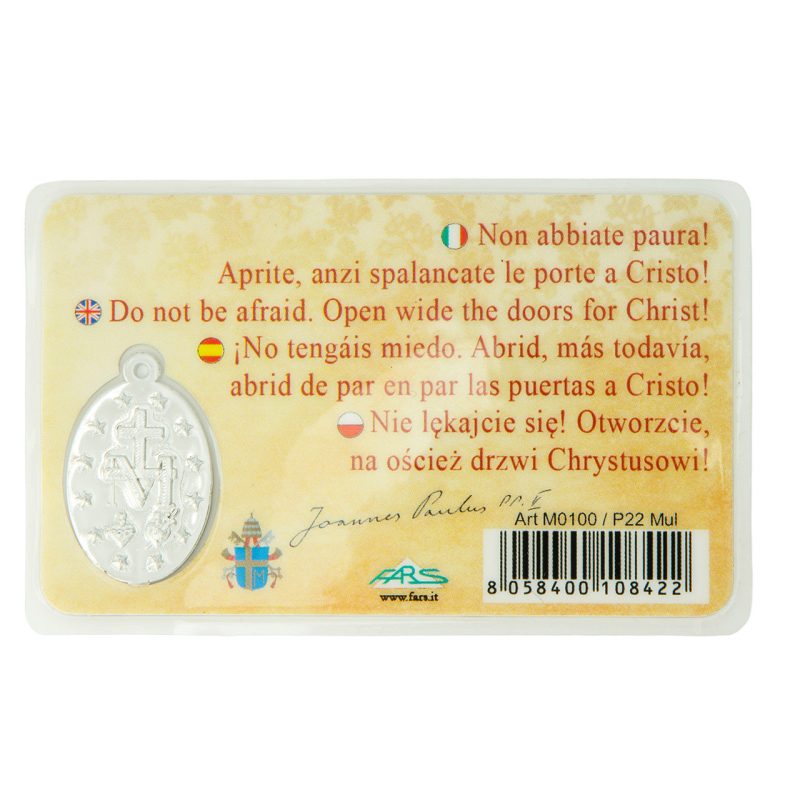Santino plastificato multilingue San Giovanni Paolo II
