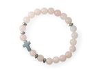 Bracciale elastico in pietra naturale Quarzo Rosa