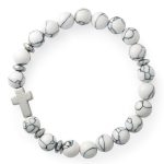 Bracciale elastico in pietra naturale Turchese Bianco