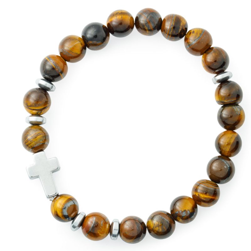 Bracciale elastico in pietra naturale Occhio di Tigre