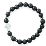 Bracciale elastico in pietra naturale Onice Nero
