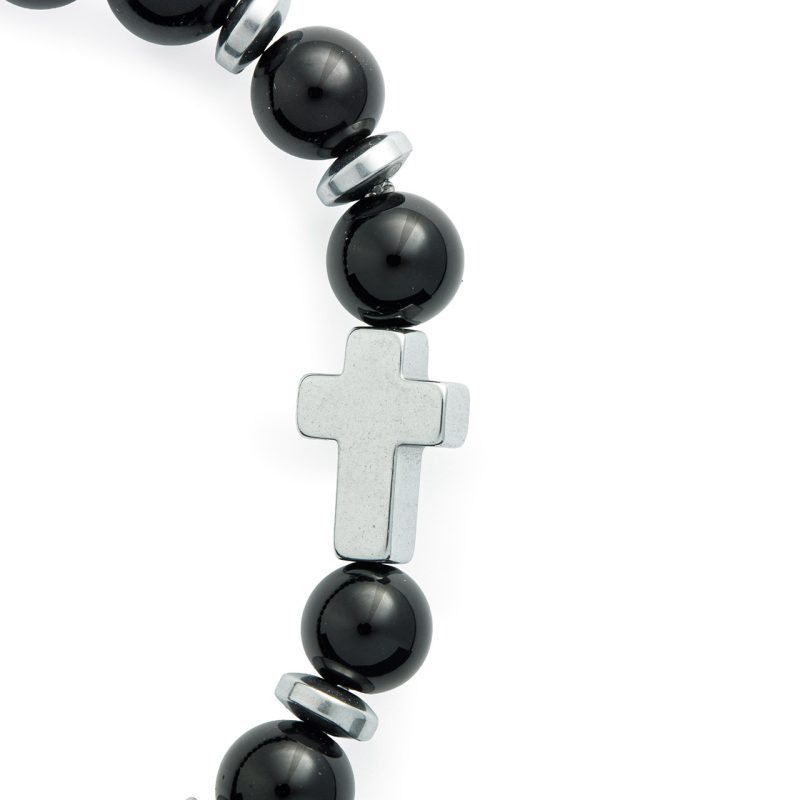 Bracciale elastico in pietra naturale Onice Nero