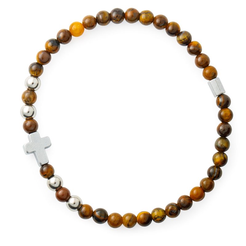 Bracciale elastico in pietra naturale Occhio di Tigre
