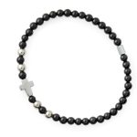 Bracciale elastico in pietra naturale Onice Nero