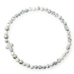 Bracciale elastico in pietra naturale Turchese Bianco