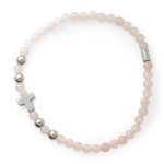 Bracciale elastico in pietra naturale Quarzo Rosa