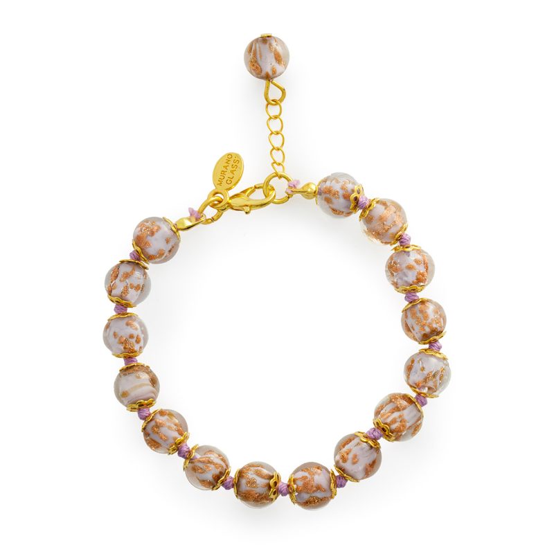 Bracciale in Vetro di Murano rosato e oro