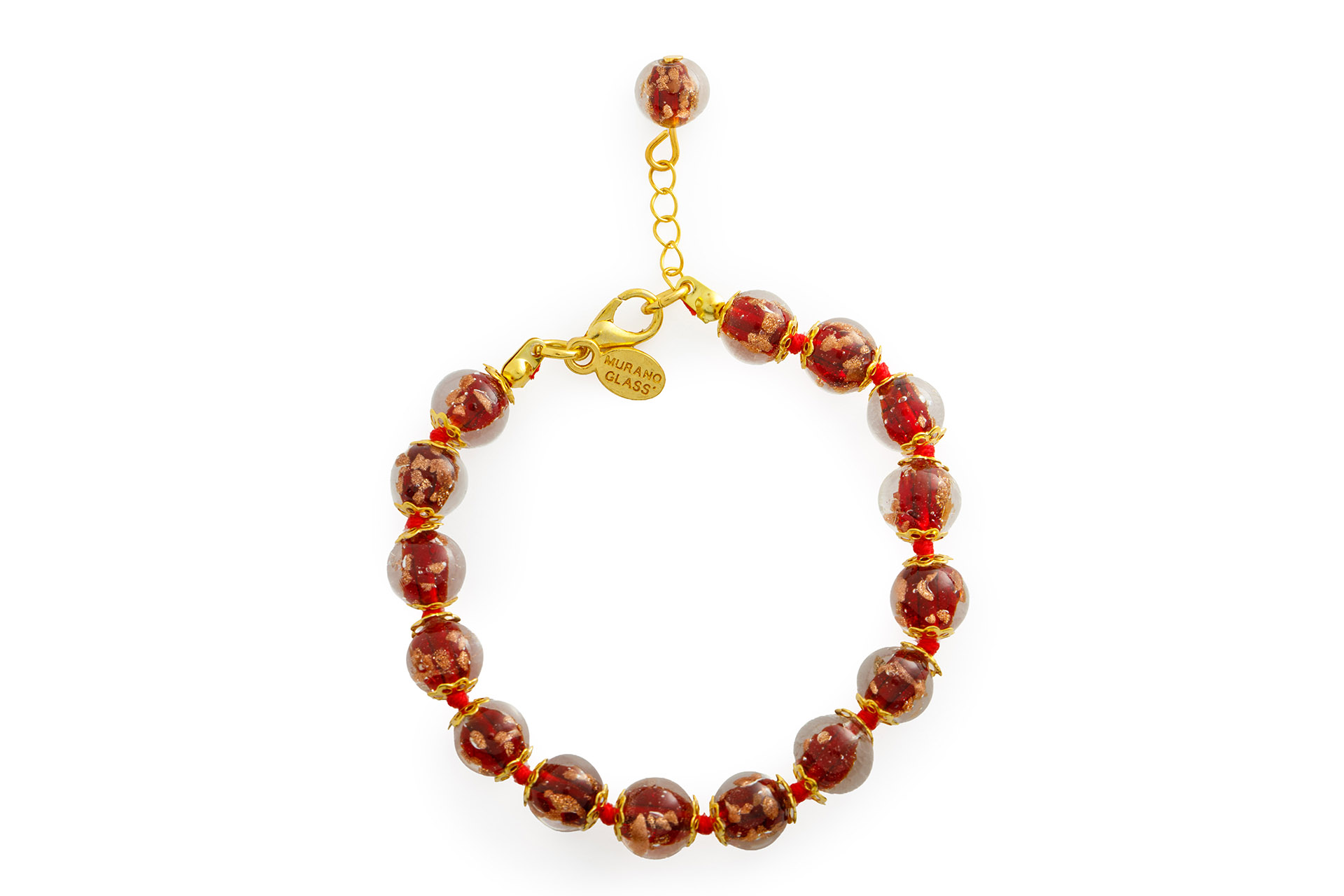 IMG_8978 Bracciale in Vetro di Murano rosso e oro