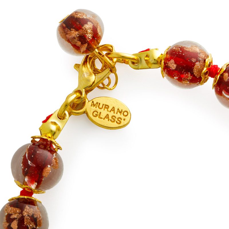 Bracciale in Vetro di Murano rosso e oro