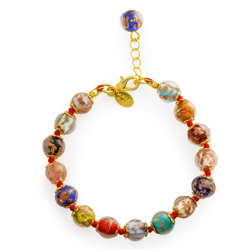 Bracciale in Vetro di Murano multicolor e oro