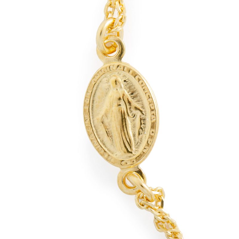 Rosario completo a collana con la Medaglia Miracolosa in argento 925 dorato