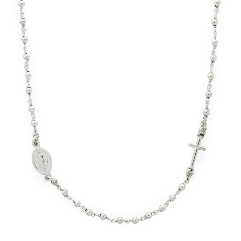 Rosario completo a collana con la Medaglia Miracolosa in argento 925