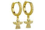 Orecchini cerchio con angelo in argento 925 dorato e zirconi