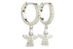 Orecchini cerchio con angelo in argento 925 e zirconi