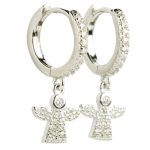 Orecchini cerchio con angelo in argento 925 e zirconi