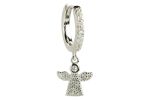 Orecchini cerchio con angelo in argento 925 e zirconi