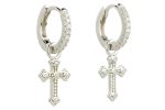 Orecchini cerchio con croce in argento 925 e zirconi