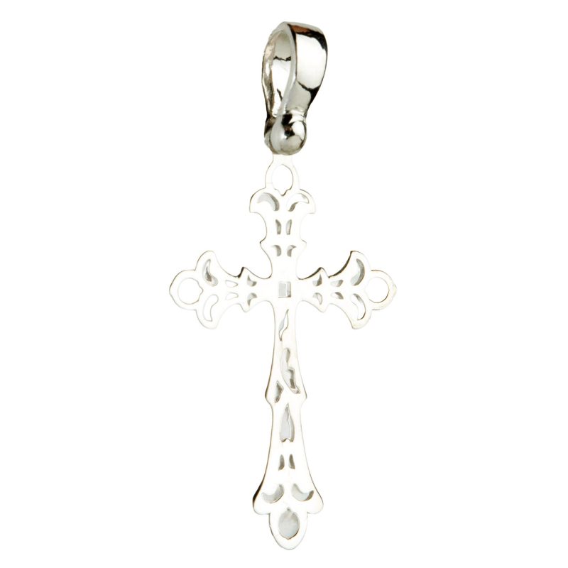 Croce traforata effetto filigrana in argento 925